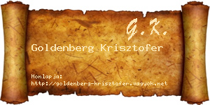 Goldenberg Krisztofer névjegykártya